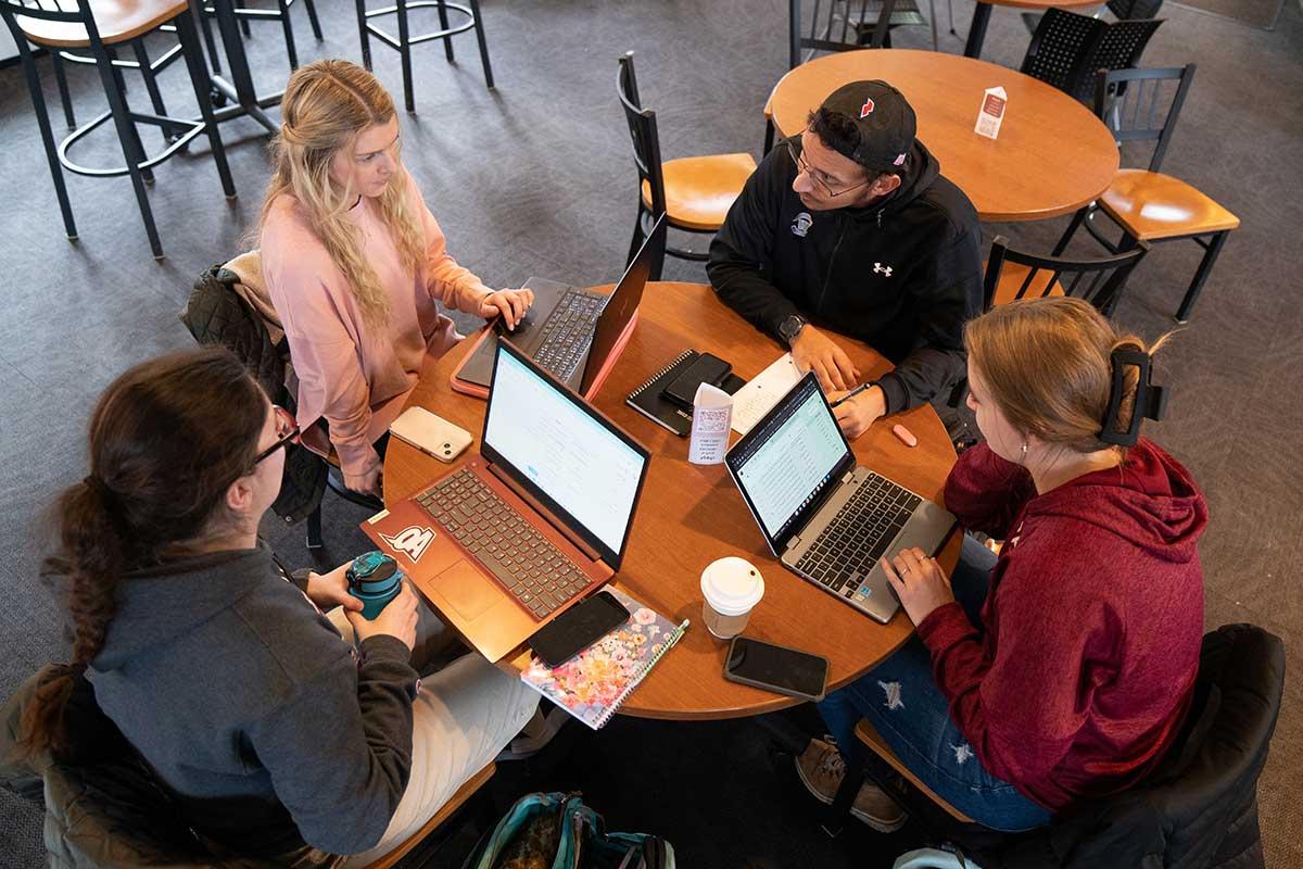 Students at a study table